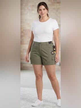 Olive Utility Cargo Shorts with Side Pockets